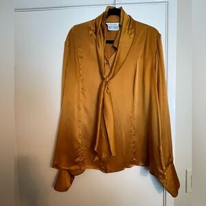 Marina Rinaldi Brown Tie Front Blouse Relaxed Fit